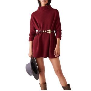 NWT- Free People- Ottoman Slouchy Mock Neck Sweater Ribbed Knit, Size Small